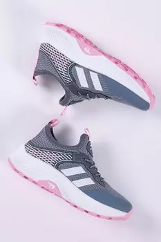 Детские унисекс дымчато-розовые удобные кроссовки из дышащей ткани на шнуровке TONNY BLACK