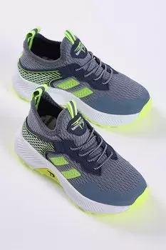 Детские унисекс дымчато-желтые удобные кроссовки на шнуровке из дышащей ткани TONNY BLACK