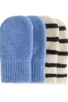 Детские варежки из смесовой шерсти Arket, синий