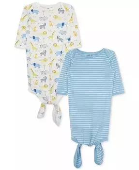 Детские вязанные платья с анималистическим принтом и полосками «Джунгли», упаковка из 2 шт Little Me, синий