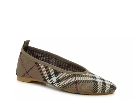 Детские вязаные балетки Burberry, Taupe Check Print