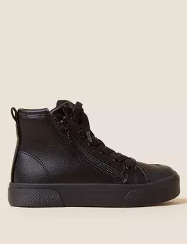 Детские высокие кеды Freshfeet на молнии (5 маленьких — 7 больших) Marks & Spencer, черный