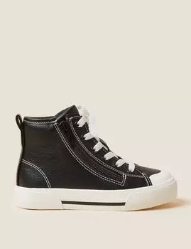 Детские высокие кеды Freshfeet на молнии (5 маленьких — 7 больших) Marks & Spencer, черный микс