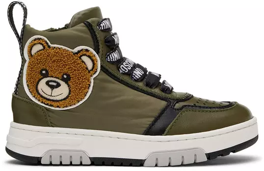 Детские высокие кроссовки Teddy цвета хаки Moschino