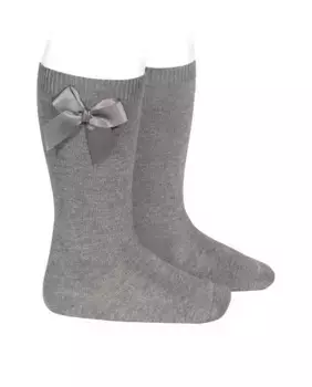 Детские высокие носки с бантиком Condor, серый