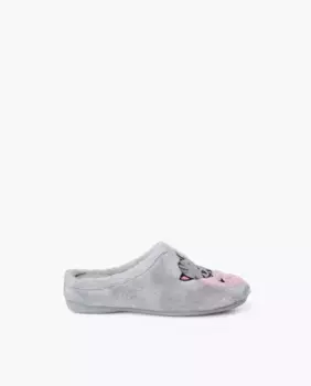 Детские закрытые домашние тапочки, типа сабо, с изображением кошки и Pisamonas, серый