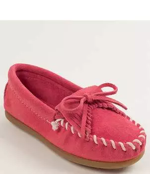 Детские замшевые мокасины Minnetonka Kilty с плетением (для младенцев), розовый