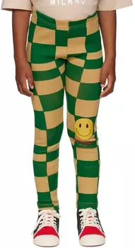 Детские зелено-желтые леггинсы в сетку Jellymallow