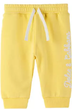 Детские желтые спортивные штаны с завязками Dolce&Gabbana