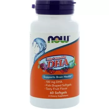 Детские жевательные мягкие капсулы с фруктовым вкусом DHA 60 шт Now Foods