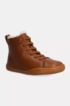 Детские зимние кожаные ботинки Camper Peu Cami, коричневый
