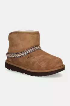 Детские зимние сапоги UGG KIDS CLASSIC MINI CRESCENT, коричневый