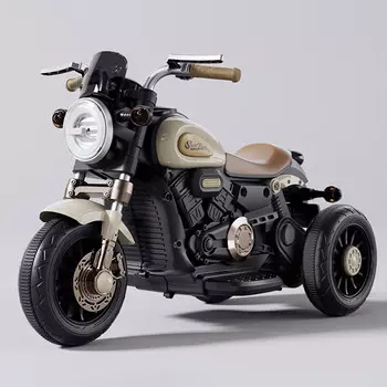 Детский электрический мотоцикл Hyun Whale может сидеть на трехколесном велосипеде, младенцев мужского и женского пола можно заряжать дистанционно, высокая версия какао-коричневого цвета XUANJING