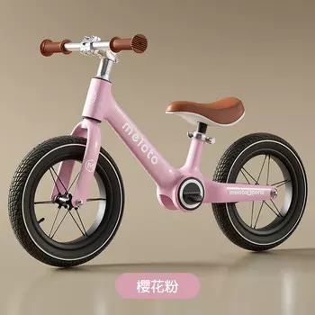 Детский балансировочный автомобиль Hyunwhale без педалей, самокат, велосипед, вишневый цвет, розовый (черная шина), 12 дюймов, 1-3-6 лет XUANJING