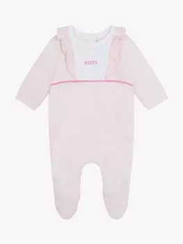 Детский бархатный пижамный комбинезон HUGO BOSS, бледно-розовый