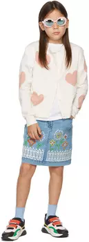 Детский бело-розовый кардиган с сердечками Stella McCartney