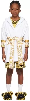 Детский белый банный халат \I Love Baroque\"" Versace