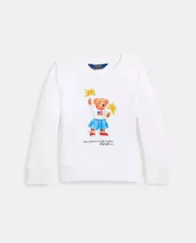 Детский белый свитшот с мишкой-поло Polo Ralph Lauren, белый