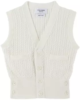 Детский белый жилет с v-образным вырезом Thom Browne