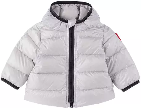 Детский белый зимний комбинезон из пуха и овчины Canada Goose Kids