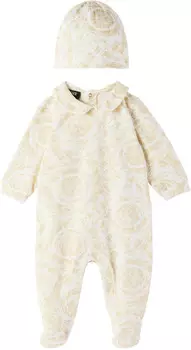 Детский бежевый комбинезон и комплект шапок Barocco Versace