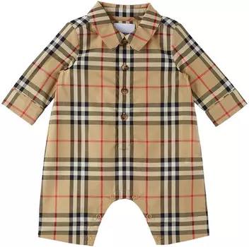 Детский бежевый комбинезон в клетку Burberry