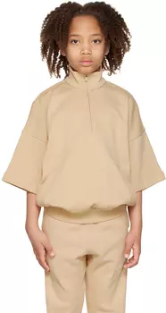 Детский бежевый свитшот на молнии до половины Fear of God ESSENTIALS