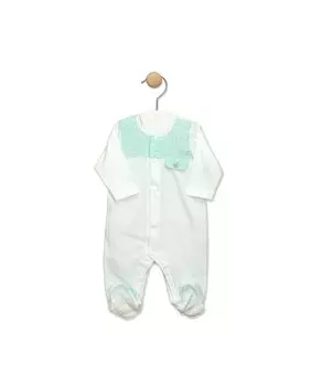 Детский цельный комбинезон на кокетке со звездным принтом BABID, зеленый