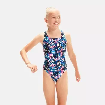 Детский цельный купальник digital allover Leaderback Speedo, синий