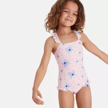 Детский цельный купальник Koko koala на тонких бретелях со сплошным принтом для девочек Speedo, розовый