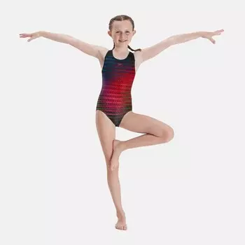 Детский цельный купальник с цифровой посадкой и фартуком Speedo, мультиколор