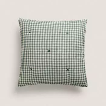 Детский чехол для подушки Zara Home Check Muslin, зеленый