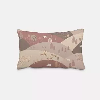 Детский чехол на подушку лес животные холмы льняной оттенок розовый бежевый разные размеры размер 60х80см (ВхШ) размер 60х80см (ВхШ) Schner-Leben