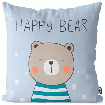 Детский чехол на подушку VOID Happy Bear Bear, полиэстер, водонепроницаемая подушка для улицы и дома. Размер: 60 x 60 см.