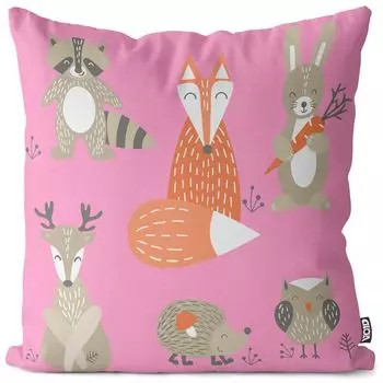 Детский чехол VOID Animals Forest, полиэстер, водонепроницаемая подушка для улицы и дома. Размер: 60 x 60 см.