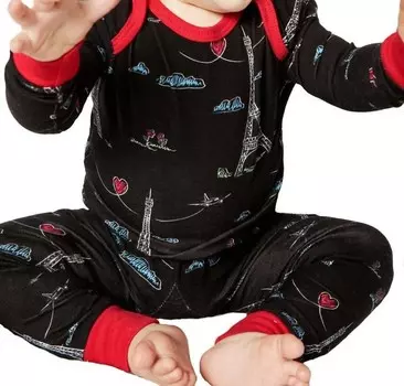 Детский черный эластичный пижамный комплект "boo Boo" с рисунком Eiffel BedHead PJs, черный