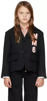 Детский черный блейзер с нашивками MM6 Maison Margiela