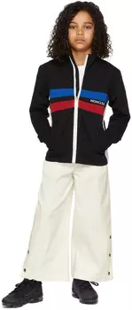 Детский черный кардиган на молнии со вставками Moncler Enfant