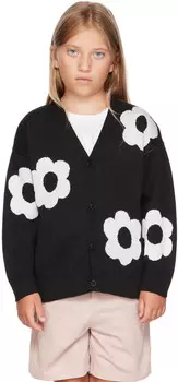 Детский черный кардиган с ромашками même.