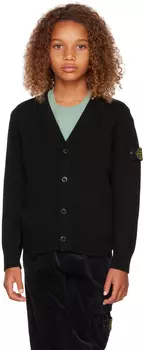 Детский черный шерстяной кардиган, черный Код поставщика: 7716501A1 Stone Island Junior