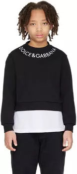 Детский черный свитшот с вышивкой Dolce&Gabbana