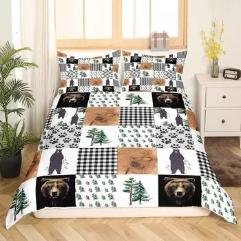 Детский деревенский черный медвежий пододеяльник Erosebridal, Multi 07