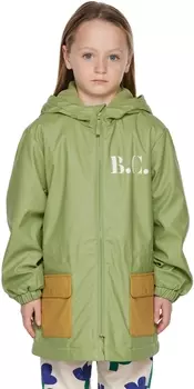 Детский дождевик зеленого цвета с цветовыми блоками Bobo Choses
