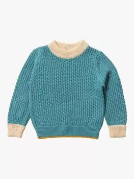 Детский джемпер из чистого органического хлопка с цветным блоком Little Green Radicals, цвет Blue/Cream