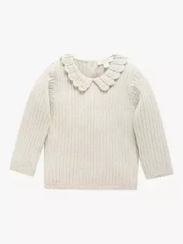 Детский джемпер из органического хлопка в тонкую рубчатую полоску Purebaby, цвет Wheat Melange