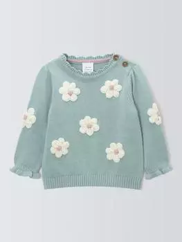 Детский джемпер с цветочным узором крючком John Lewis, синий
