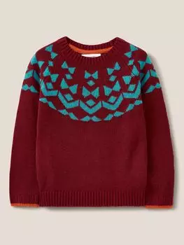 Детский джемпер с жаккардовым узором и геометрическим узором White Stuff, красный/мульти