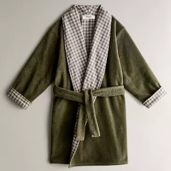 Детский флисовый халат Zara Home Christmas With Collar, серовато-зеленый/мультиколор