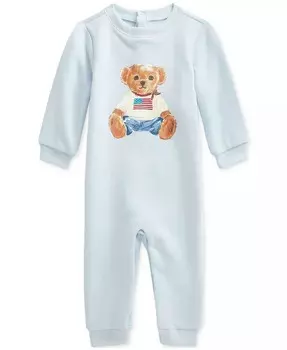 Детский флисовый комбинезон-поло с медведем Polo Ralph Lauren, синий
