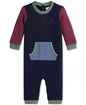 Детский флисовый комбинезон с цветными блоками Polo Ralph Lauren, мультиколор